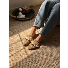 Nişantaşı Shoes Viana Taba Örgü Taba Bej Püskül Detaylı Kadın Terlik