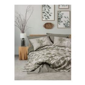 Nishev Frond Haki Cotton Box Dual Çift Kişilik Nevresim Takımı