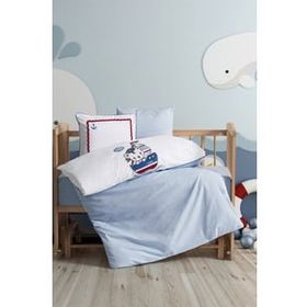 Nishev Punch Nakışlı Miniyo Mavi 100x150 cm Bebek Nevresim Takımı