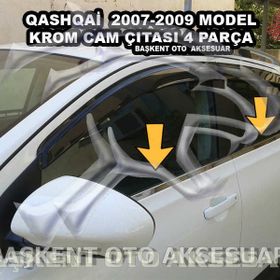 Nissan Qashqai 2007-2009 Paslanmaz Çelik 4 Parça Krom Cam Çıtası