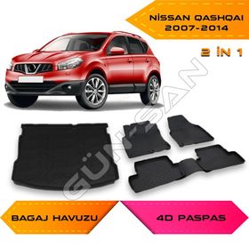 Nissan Qashqai 2007-2014 4D Havuzlu Paspas ve Bagaj Havuzu