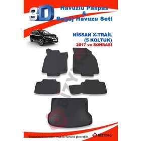Nissan X-Trail 5 Koltuk 2017 ve Sonrası Paspas ve Bagaj Havuzu
