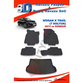 Nissan X Trail 7 Koltuk Suv 2013 ve Sonrası Paspas ve Bagaj Havuzu