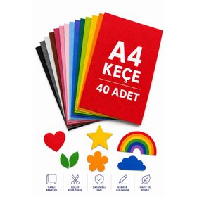 Nistabolje 40 Adet Karışık Renk A4 20x30 cm Keçe