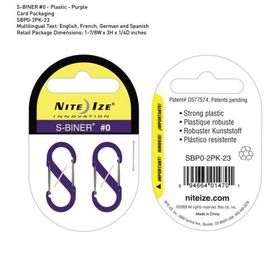Niteize S-Biner Plastik Size 0 Purple Çadır Aksesuarı