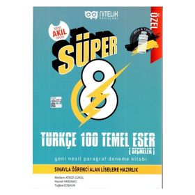 Nitelik Yayınları 8. Sınıf Süper Türkçe 100 Temel Eser Paragraf Deneme Kitabı