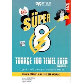 Nitelik Yayınları 8. Sınıf Süper Türkçe 100 Temel Eser Yeni Nesil Paragraf Deneme Kitabı