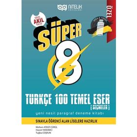 Nitelik Yayınları 8. Sınıf Süper Türkçe 100 Temel Eser Yeni Nesil Paragraf Deneme Kitabı