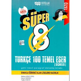 Nitelik Yayınları 8. Sınıf Süper Türkçe 100 Temel Eser Yeni Nesil Paragraf Deneme Kitabı
