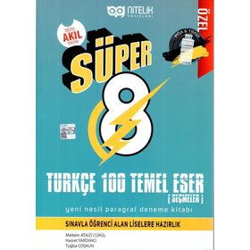 Nitelik Yayınları 8. Sınıf Süper Türkçe 100 Temel Eser Yeni Nesil Paragraf Deneme Kitabı