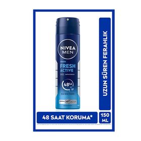 Nivea 150 ml Fresh Active Hızlı Kuruma Uzun Süren Ferahlık Pudrasız Erkek Sprey Deodorant