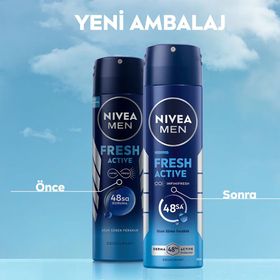Nivea 150 ml Fresh Active Hızlı Kuruma Uzun Süren Ferahlık Pudrasız Erkek Sprey Deodorant