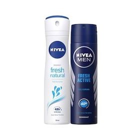 Nivea 150 ml Fresh Natural Kadın Sprey Deodorant + 150 ml Fresh Active Erkek Sprey Deodorant