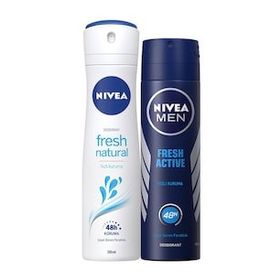 Nivea 150 ml Fresh Natural Kadın Sprey Deodorant + 150 ml Fresh Active Erkek Sprey Deodorant