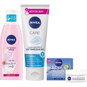 Nivea 200 ml Canlandırıcı Tonik + 225 ml Canlandırıcı Yüz Temizleme Jeli + Aqua Sensation 50 ml Yüz Bakım Kremi