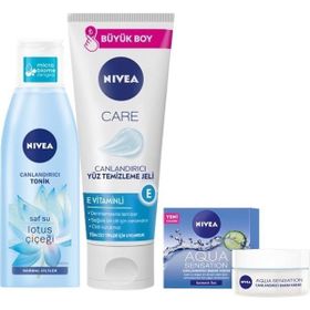 Nivea 200 ml Canlandırıcı Tonik + 225 ml Canlandırıcı Yüz Temizleme Jeli + Aqua Sensation 50 ml Yüz Bakım Kremi