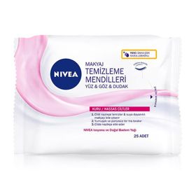 Nivea 25 Adet Kuru Hassas Yüz Göz Dudak Makyaj Temizleme Mendili