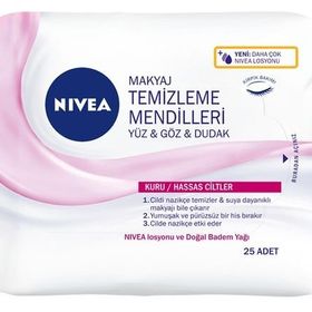 Nivea 25 Adet Kuru Hassas Yüz Göz Dudak Makyaj Temizleme Mendili