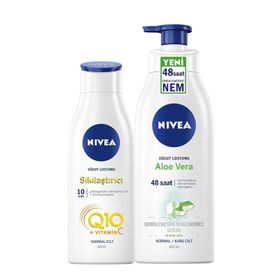 Nivea 250 ml Q10 Sıkılaştırıcı Vücut Losyonu+400 ml Aloe Vera Pump Losyon Set
