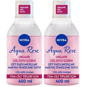 Nivea 2x400 ml Aqua Rose Organik Gül Suyu Çift Fazlı Yüz Temizleme Suyu