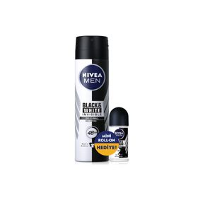 Nivea 4005900800268 150 ml Men Black&White Invisible Erkek Sprey Deodorant+25 ml Fresh Active Erkek Mini Roll On