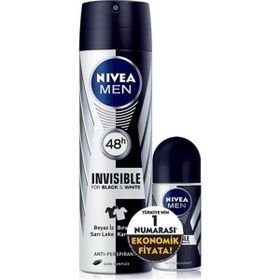 Nivea 4005900800268 150 ml Men Black&White Invisible Erkek Sprey Deodorant+25 ml Fresh Active Erkek Mini Roll On