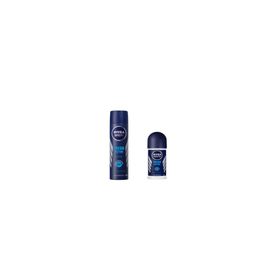 Nivea 4005900800268 150 ml Men Black&White Invisible Erkek Sprey Deodorant+25 ml Fresh Active Erkek Mini Roll On