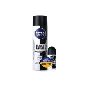 Nivea 4005900800268 150 ml Men Black&White Invisible Erkek Sprey Deodorant+25 ml Fresh Active Erkek Mini Roll On