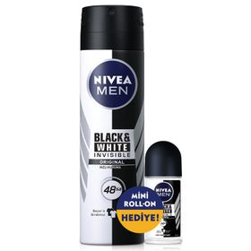 Nivea 4005900800268 150 ml Men Black&White Invisible Erkek Sprey Deodorant+25 ml Fresh Active Erkek Mini Roll On