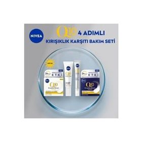Nivea 50 ml Q10 4 Adımlı Kırışıklık Karşıtı Bakım Seti Gündüz Kremi Göz Kremi Cilt Serumu ve Gece Kremi
