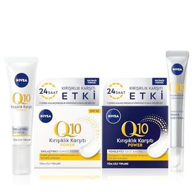 Nivea 50 ml Q10 4 Adımlı Kırışıklık Karşıtı Bakım Seti Gündüz Kremi Göz Kremi Cilt Serumu ve Gece Kremi