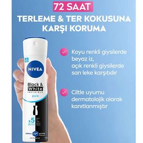 Nivea 72H Anti-perspirant Black & White Invisible İpeksi Pürüzsüzlük 150 ml Kadın Sprey Deodorant