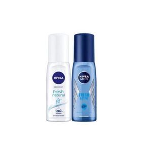 Nivea 75 ml Fresh Natural Kadın Sprey Deodorant + 75 ml Fresh Active Erkek Sprey Deodorant