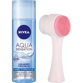 Nivea Aqua Sensation 200 ml Canlandırıcı Temizleme Jeli + Cilt Temizleme Fırçası