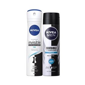 Nivea Black and White 150 ml Clear Kadın Sprey Deodorant+Black and White 150 ml Fresh Erkek Sprey Deodorant