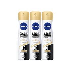 Nivea Black and White Invisible 3x150 ml İpeksi Pürüzsüzlük Kadın Sprey Deodorant