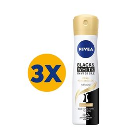 Nivea Black and White Invisible 3x150 ml İpeksi Pürüzsüzlük Kadın Sprey Deodorant