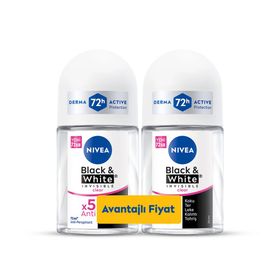 Nivea Black and White Invisible Clear 2x25 ml Kadın Mini Deodorant Roll-On
