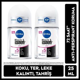 Nivea Black and White Invisible Clear 2x25 ml Kadın Mini Deodorant Roll-On