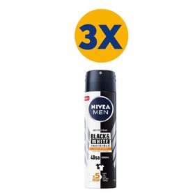Nivea Black & White Invisible Antiperspirant Ter Önleyici Leke Yapmayan 3x150 ml Erkek Sprey Deodorant