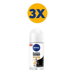 Nivea Black & White Invisible Antiperspirant Ter Önleyici Leke Yapmayan 3x50 ml Kadın Roll-On Deodorant