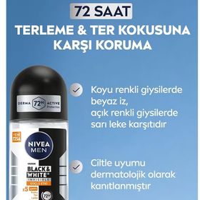 Nivea Black & White Invisible Antiperspirant Ter Önleyici Leke Yapmayan 50 ml Erkek Roll-On Deodorant