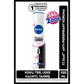 Nivea Black White Invisible Clear 150 ml 72 Saat Anti-Perspirant Kadın Sprey Deodorant