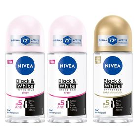 Nivea Black White Invisible Clear 2x50 ml Black White Invisible İpeksi Pürüzsüzlük 50 ml Kadın Stick Deodorant