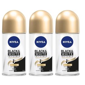 Nivea Black White Invisible Ipeksi Pürüzsüzlük 3x50 ML Kadın Roll-On