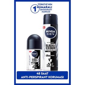Nivea Black White Invisible Original 150 ml Men Erkek Sprey Deodorant ve 25 ml Mini Roll-On