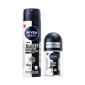 Nivea Black White Invisible Original 150 ml Men Erkek Sprey Deodorant ve 25 ml Mini Roll-On