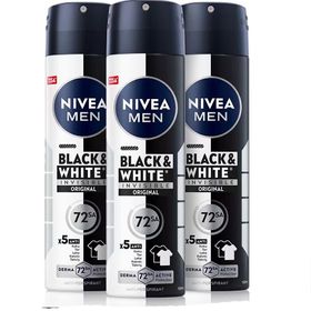 Nivea Black & White Invisible Original Antiperspirant Leke Yapmayan 3x150 ml Erkek Sprey Deodorant