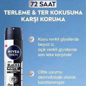 Nivea Black & White Invisible Original Antiperspirant Leke Yapmayan 3x150 ml Erkek Sprey Deodorant
