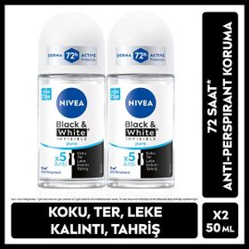 Nivea Black White Invisible Pure 2x50 ml Kadın Roll-On